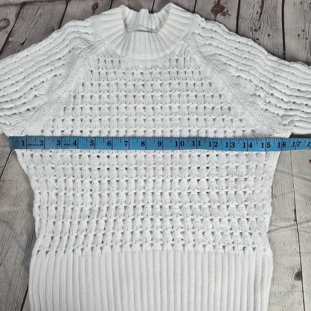 J. Crew Pointelle Crewneck Sweater in White‎ S BZ498